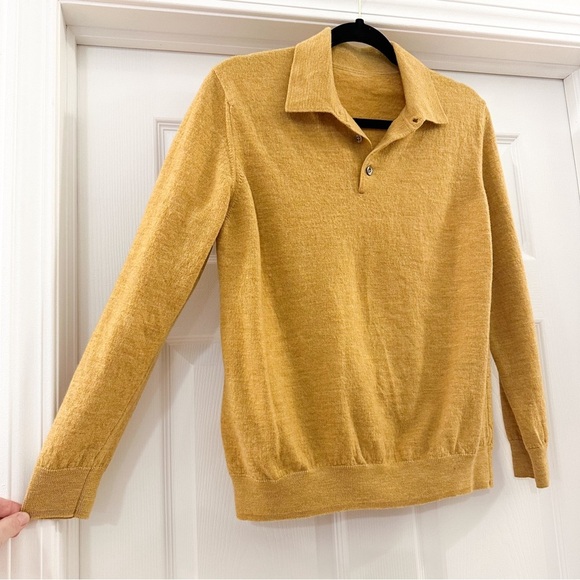 Vintage Wool Marigold Yellow Collared Pullover Sweater 
small - Picture 5 of 8